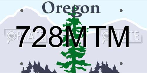 728MTM Oregon License Plate