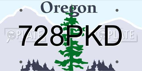 728PKD Oregon License Plate