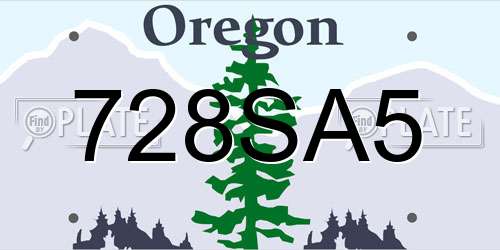 728SA5 Oregon License Plate