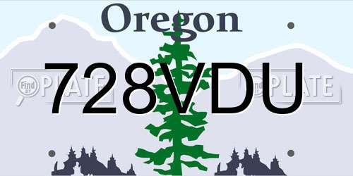 728VDU Oregon License Plate