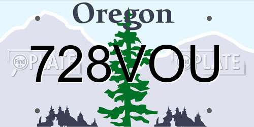 728VOU Oregon License Plate