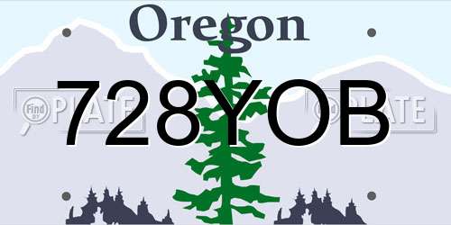 728YOB Oregon License Plate
