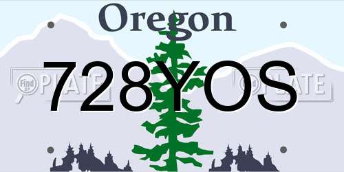 728YOS Oregon License Plate