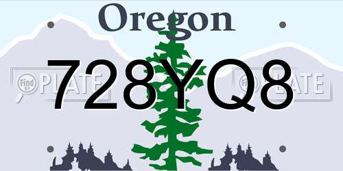 728YQ8 Oregon License Plate