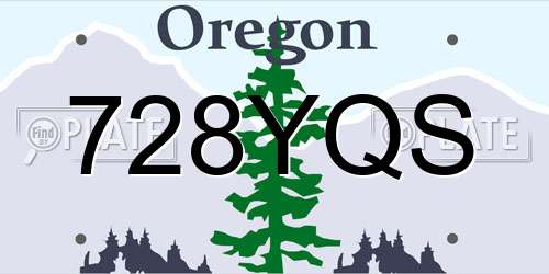 728YQS Oregon License Plate