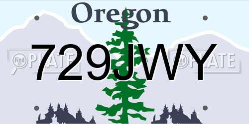 729JWY Oregon License Plate