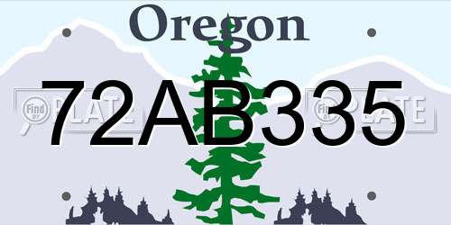72AB335 Oregon License Plate