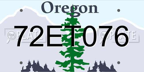 72ET076 Oregon License Plate