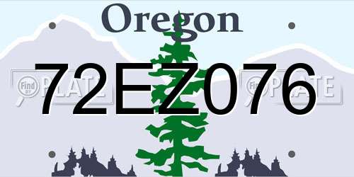 72EZ076 Oregon License Plate