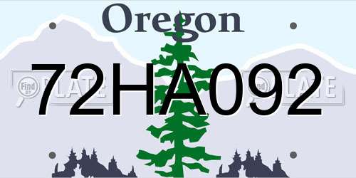 72HA092 Oregon License Plate