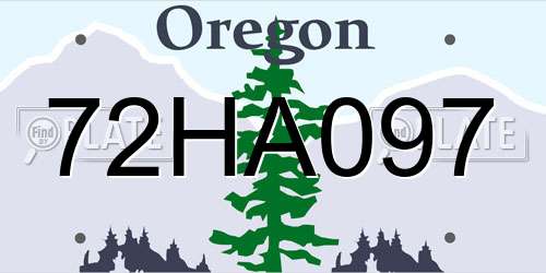 72HA097 Oregon License Plate
