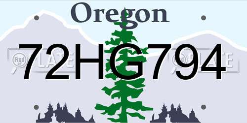 72HG794 Oregon License Plate