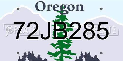 72JB285 Oregon License Plate