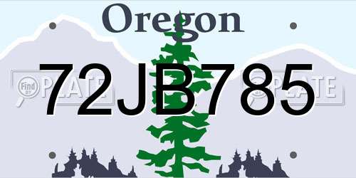 72JB785 Oregon License Plate