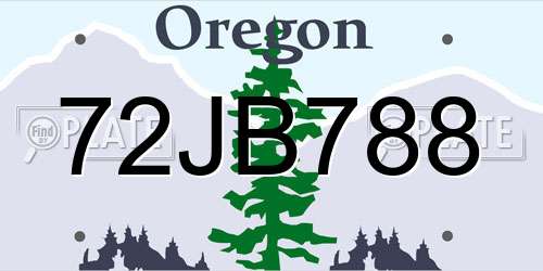 72JB788 Oregon License Plate