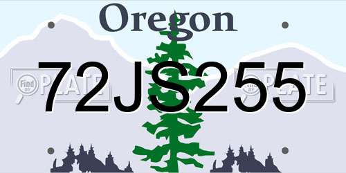 72JS255 Oregon License Plate