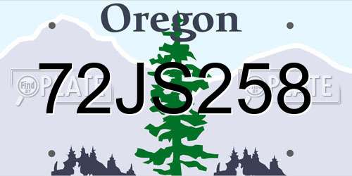 72JS258 Oregon License Plate