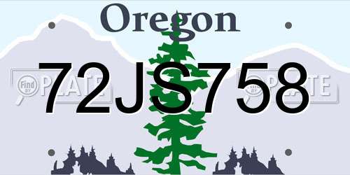 72JS758 Oregon License Plate