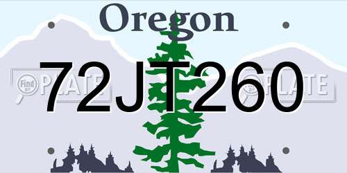 72JT260 Oregon License Plate