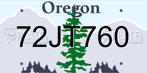 72JT760 Oregon License Plate