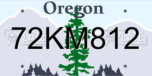 72KM812 Oregon License Plate