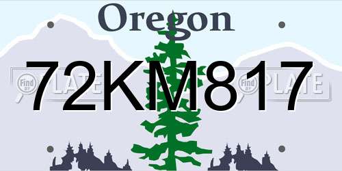 72KM817 Oregon License Plate