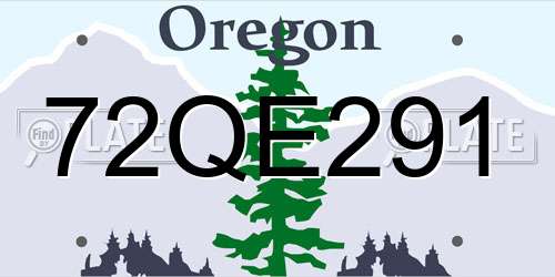 72QE291 Oregon License Plate