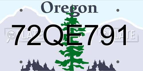 72QE791 Oregon License Plate