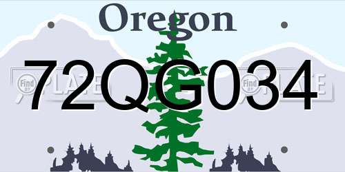 72QG034 Oregon License Plate