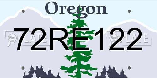 72RE122 Oregon License Plate