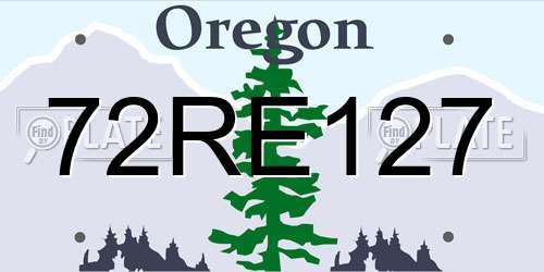 72RE127 Oregon License Plate