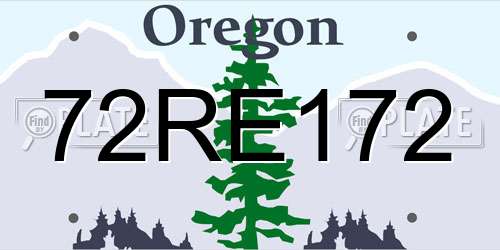 72RE172 Oregon License Plate