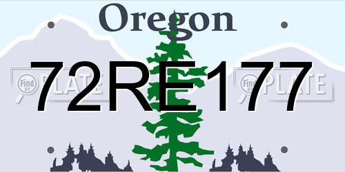 72RE177 Oregon License Plate