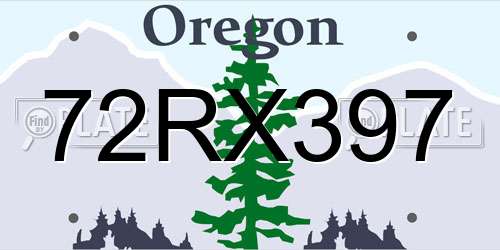 72RX397 Oregon License Plate