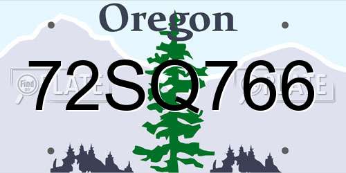 72SQ766 Oregon License Plate