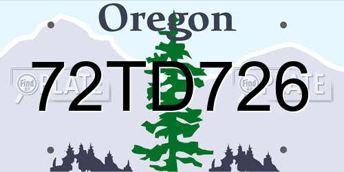 72TD726 Oregon License Plate