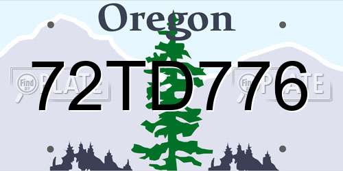 72TD776 Oregon License Plate