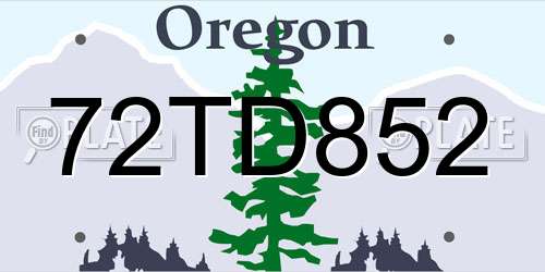 72TD852 Oregon License Plate