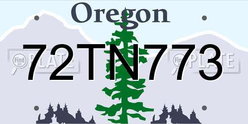 72TN773 Oregon License Plate
