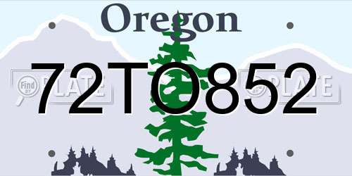 72TO852 Oregon License Plate