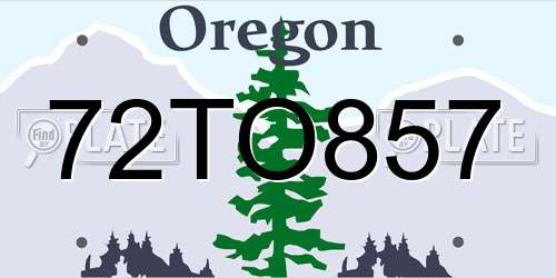72TO857 Oregon License Plate