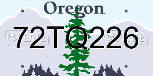 72TQ226 Oregon License Plate