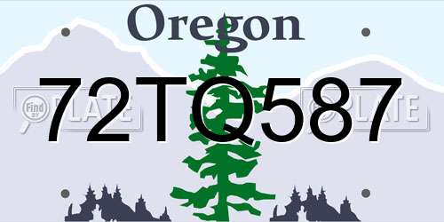 72TQ587 Oregon License Plate
