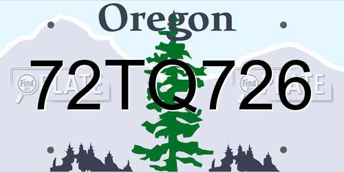 72TQ726 Oregon License Plate