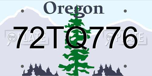 72TQ776 Oregon License Plate