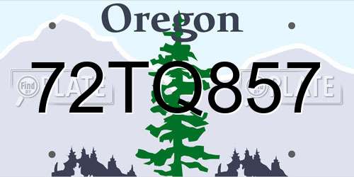 72TQ857 Oregon License Plate