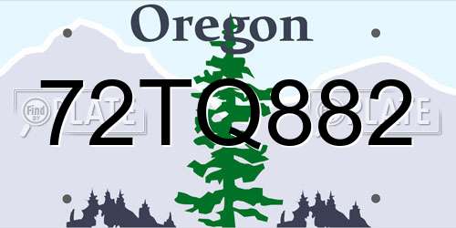 72TQ882 Oregon License Plate