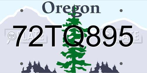 72TQ895 Oregon License Plate
