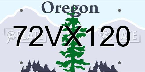 72VX120 Oregon License Plate