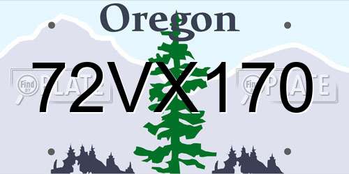 72VX170 Oregon License Plate